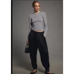 Anthropologie Silky Cuffed Barrel Pants - New XL